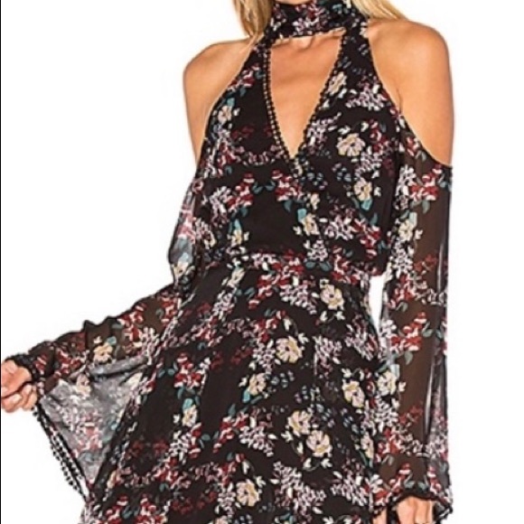 NICHOLAS Floral Chain Neck Wrap Silk Dress - Picture 4 of 15